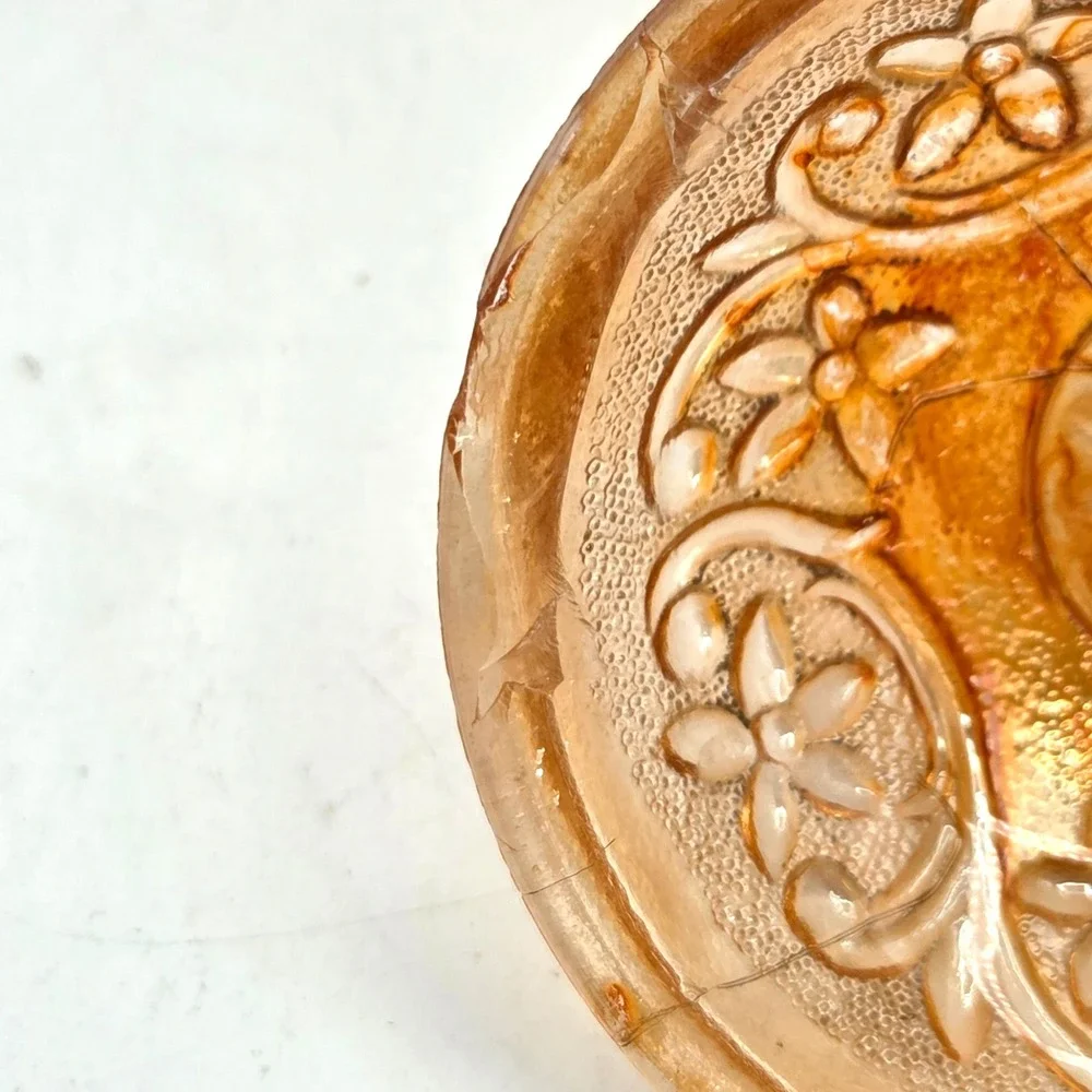 Westmoreland Marigold Carnival Glass Shell &Jewel Sugar‎ Bowl with Lid c1890